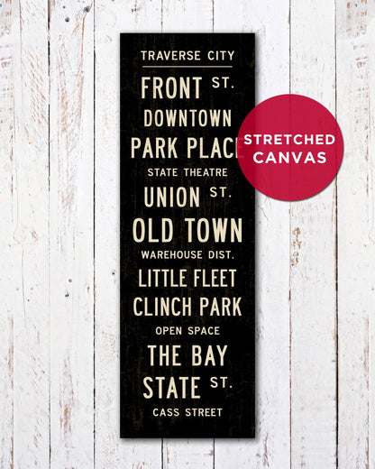Stretched canvas Traverse City Subway Sign Art - Transit Design