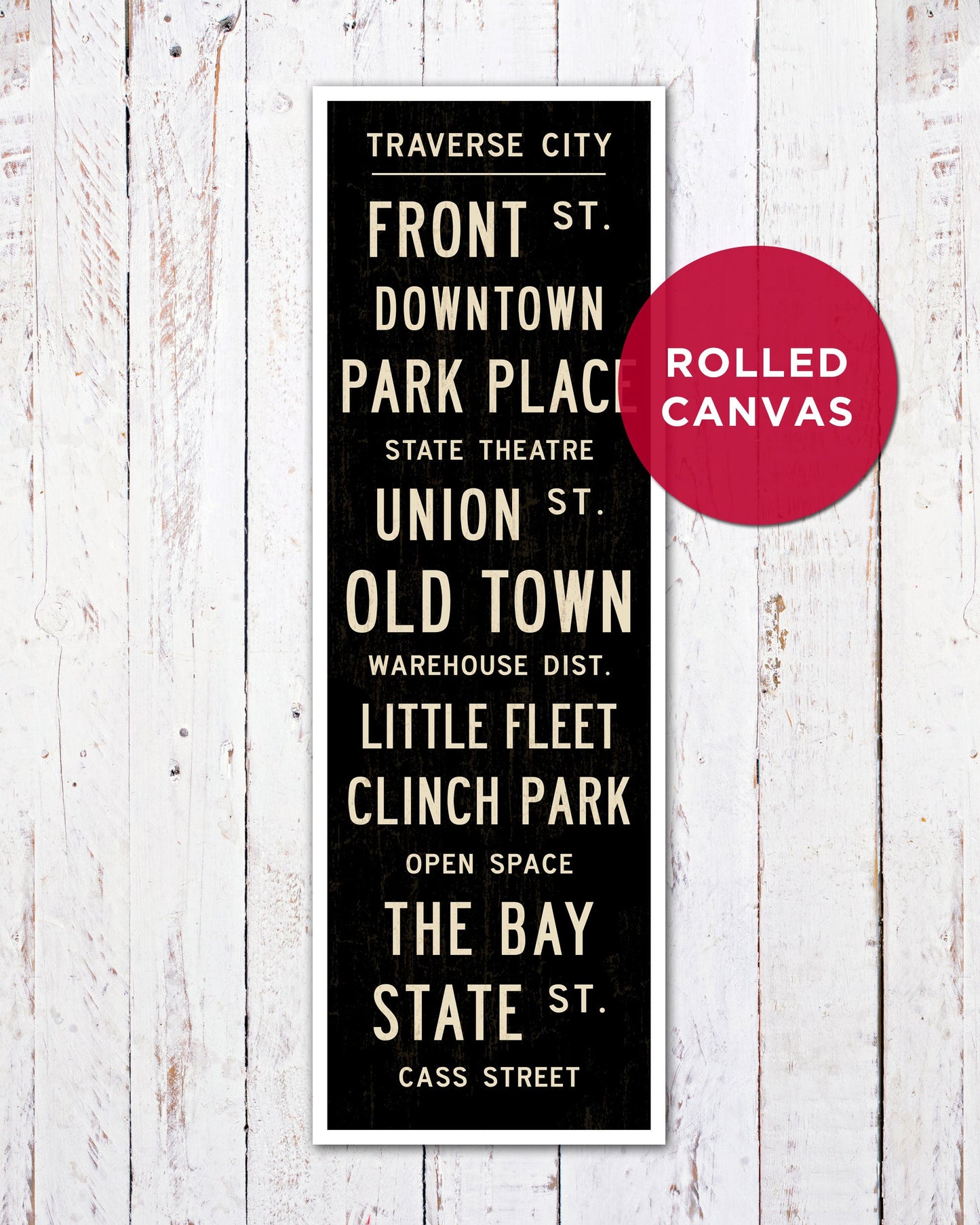 Traverse City Subway Sign Art rolled canvas - Transit Design