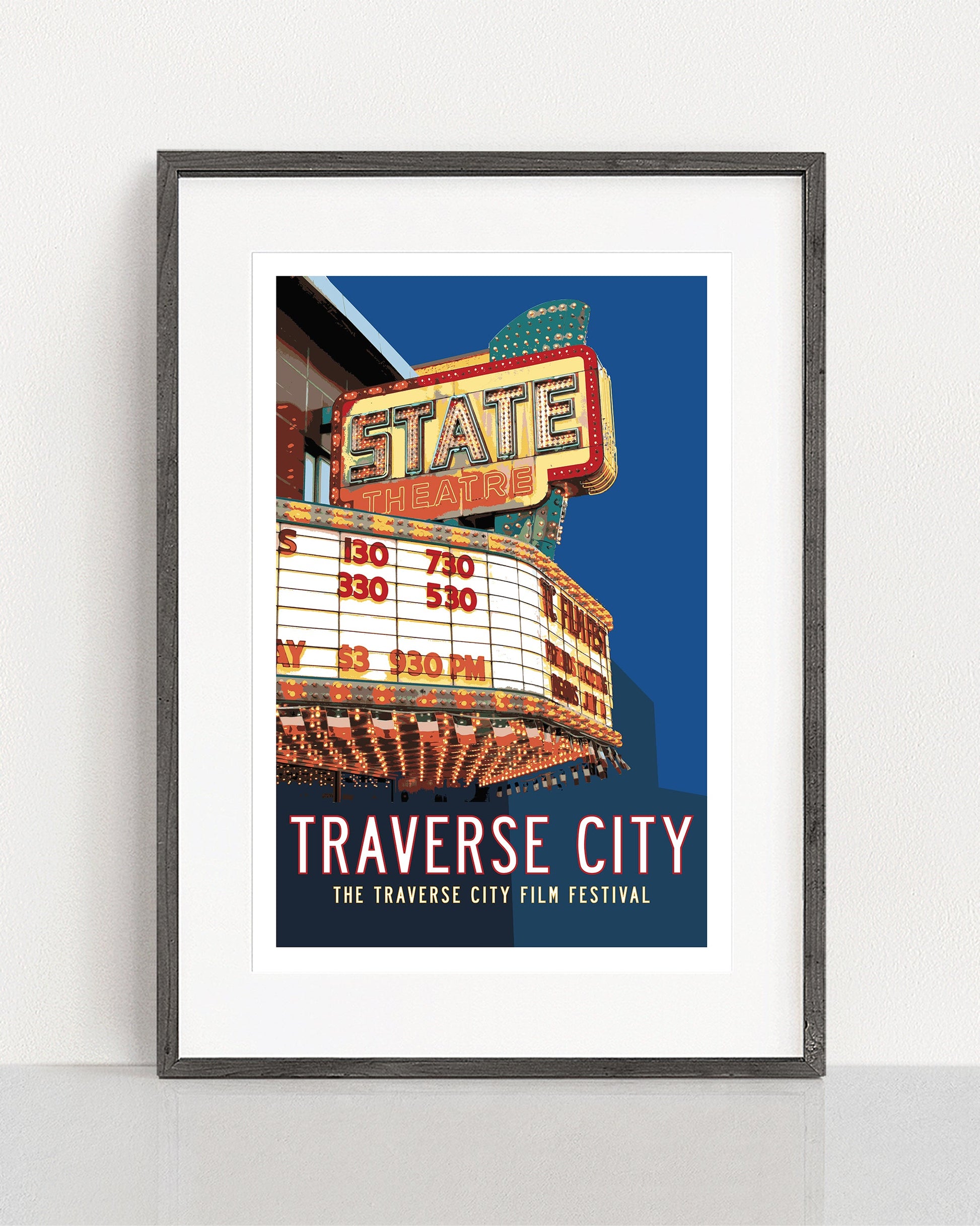 Framed Traverse City State Theatre Film Festival Poster - Transit Design
