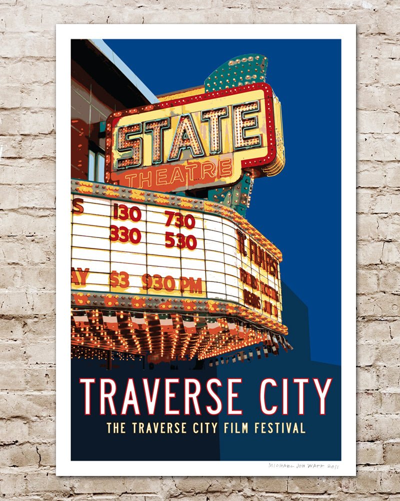 Traverse City State Theatre Film Festival Poster, Traverse City Poster - Transit Design