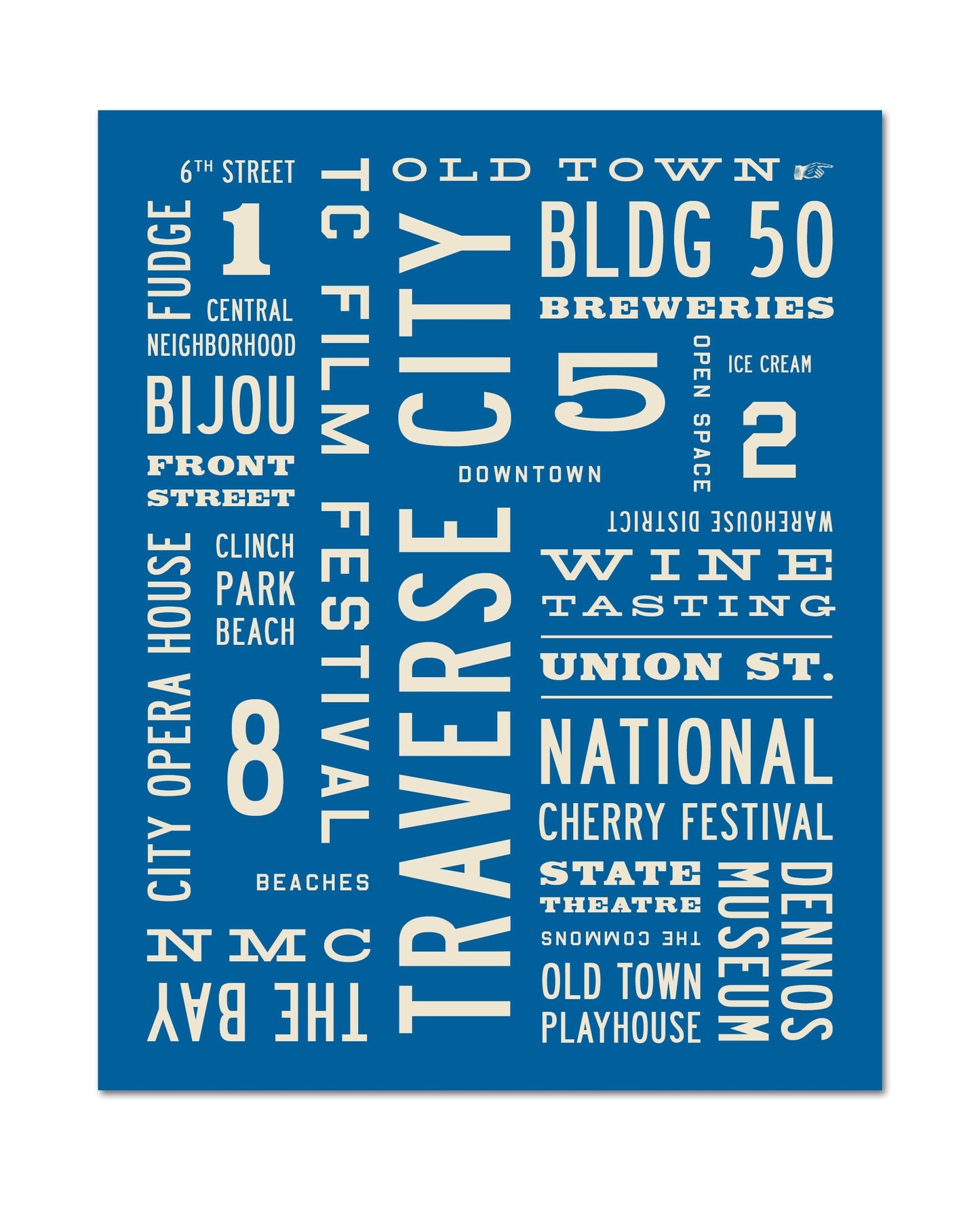 Traverse City, Michigan Word Art Print - Transit Design