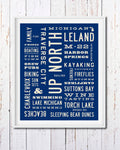 Up North Word Art Print framed as Michigan wall art