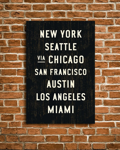 Cities of the United States Transit Sign, Travel Art - Transit Design