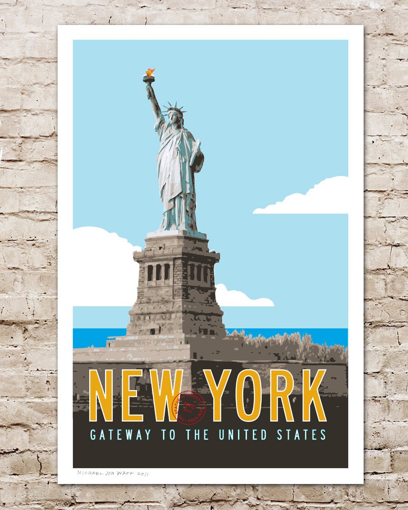 Statue of Liberty Poster, Vintage New York Travel Poster - Transit Design
