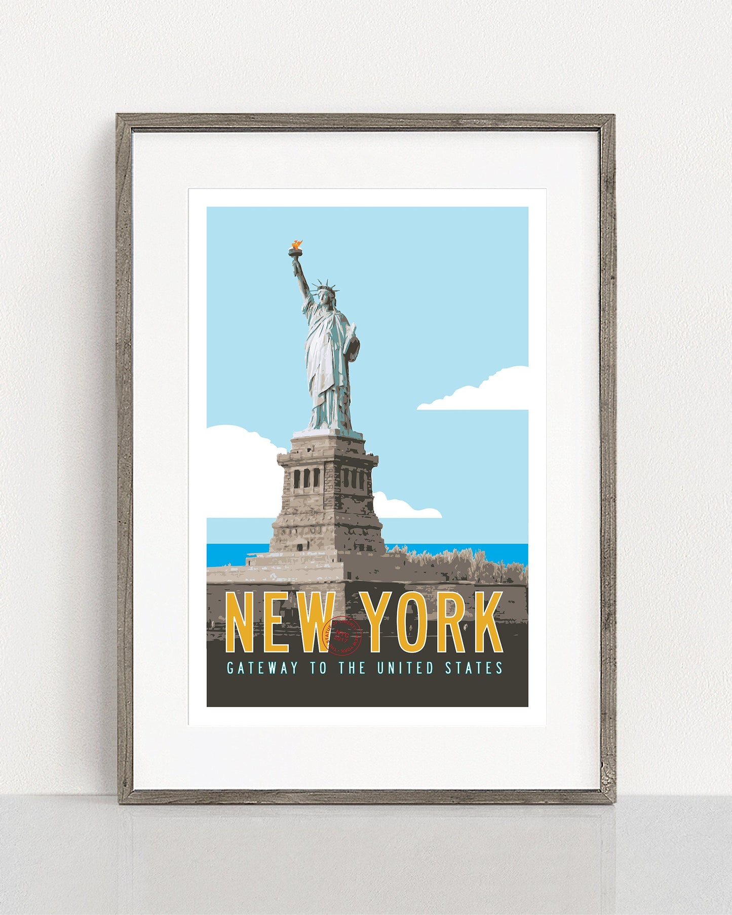 Framed Vintage New York Travel Poster art - Transit Design