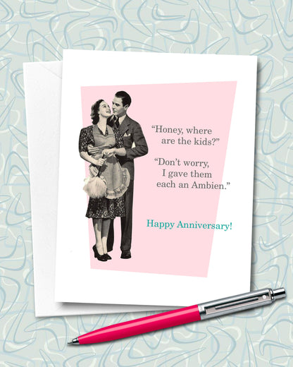 Where are the Kids Funny Anniversary Card with red pen - Transit Design